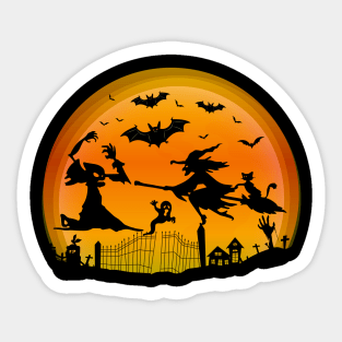 Spooky Moon Halloween Witch Monster Ghost Pumpkin Sticker